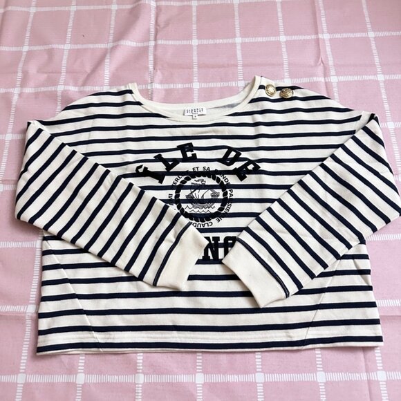 CLAUDIE PIERLOT Tim nautical striped cotton-blend sweatshirt - Picture 1 of 1